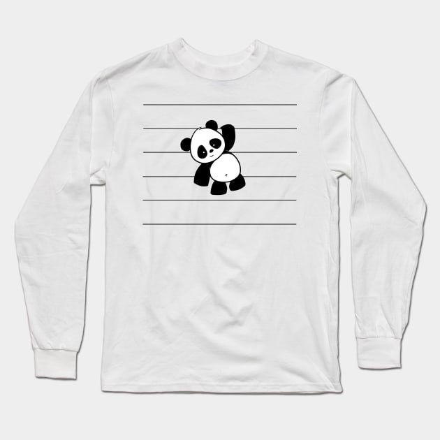 Cute Chilling Little Kawaii Baby Panda Bear Long Sleeve T-Shirt by SkizzenMonster